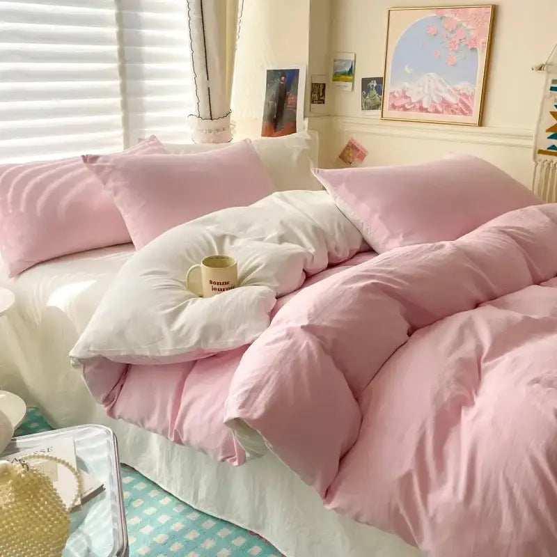 White Gray Cotton Bedding