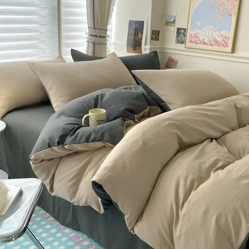 White Gray Cotton Bedding