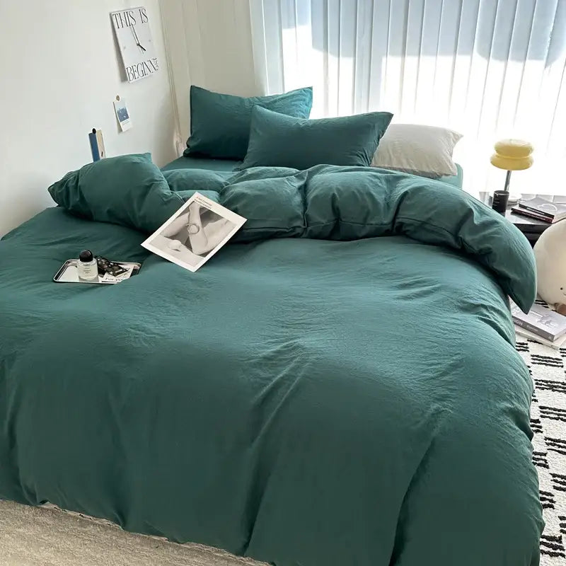 Dark Gray Cotton Duvet Set