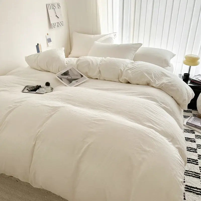 Dark Gray Cotton 4-Piece Bedding Set