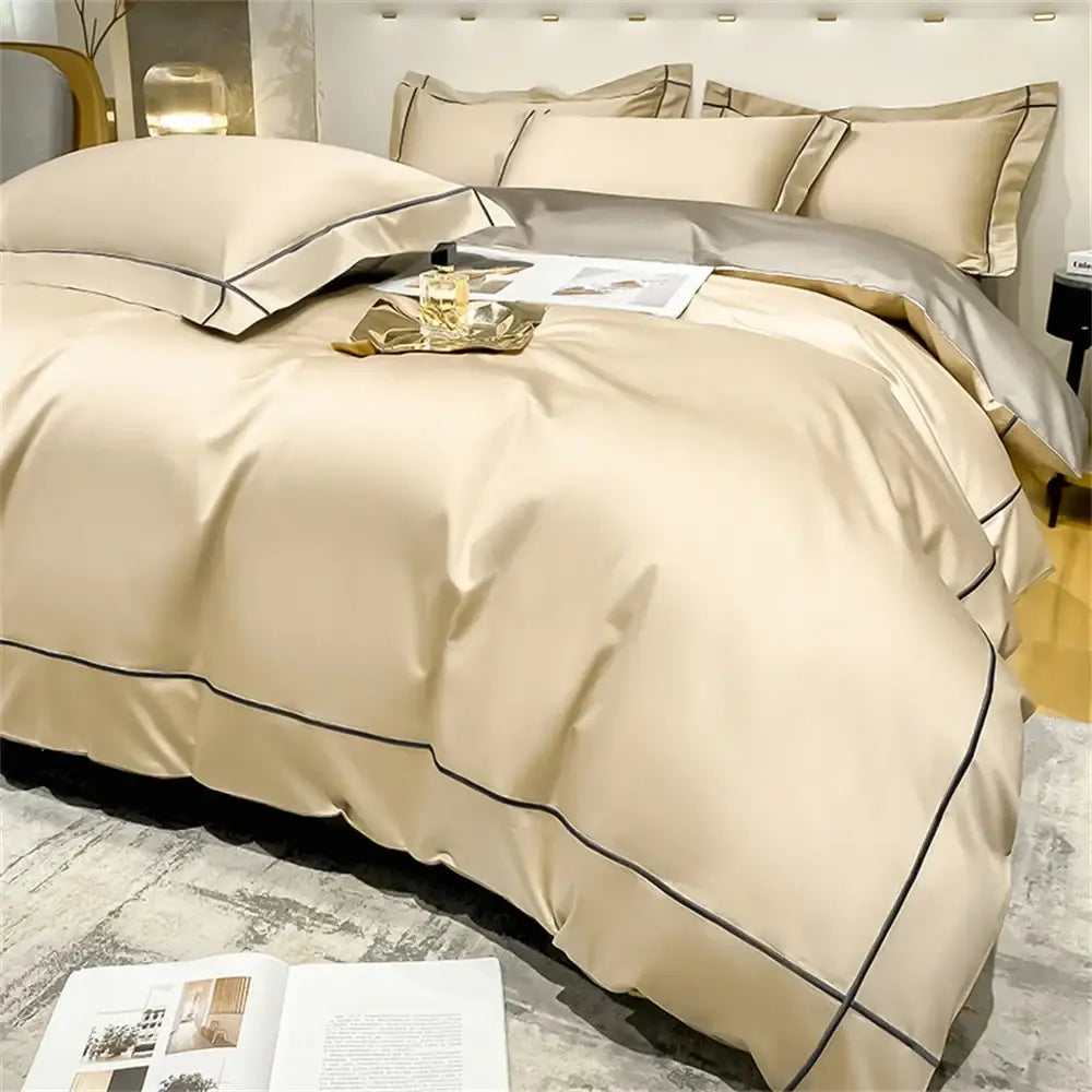 Navy Gold Cotton Duvet