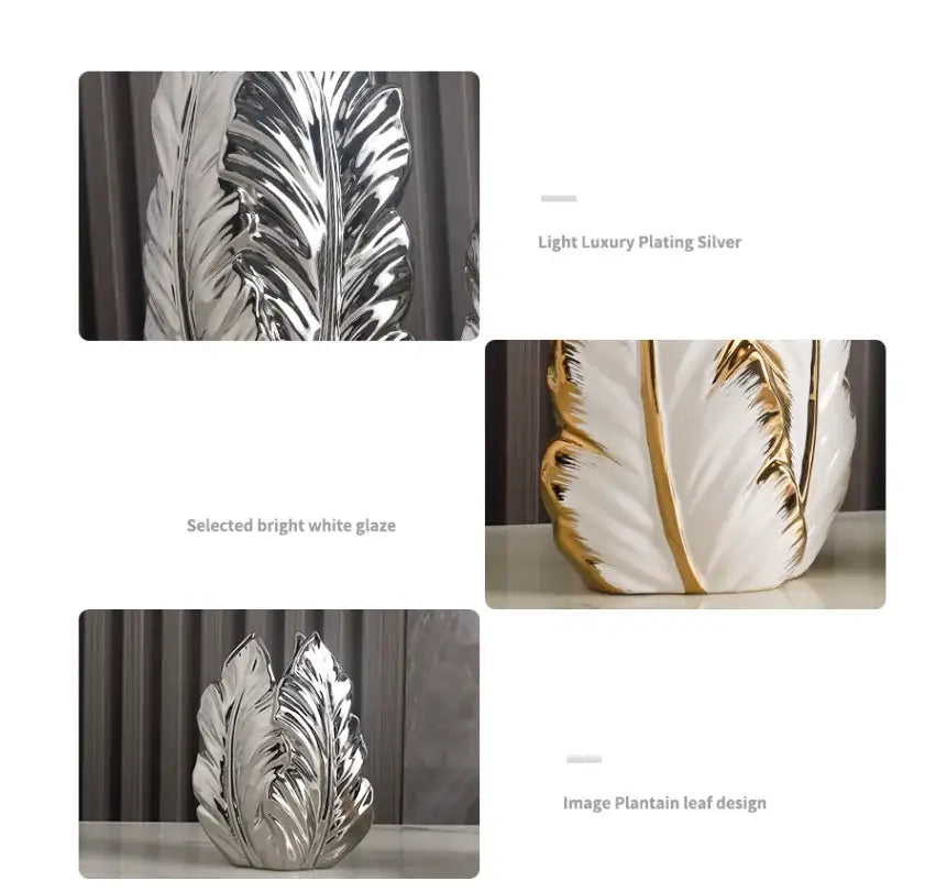 Gold Ceramic Feather Vase