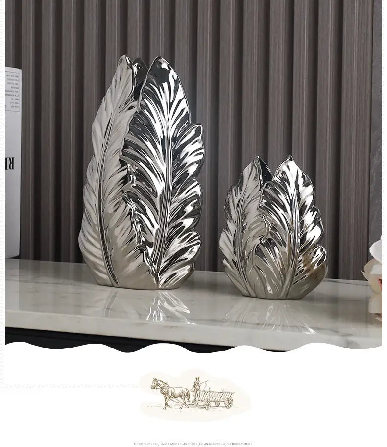 Gold Ceramic Feather Vase
