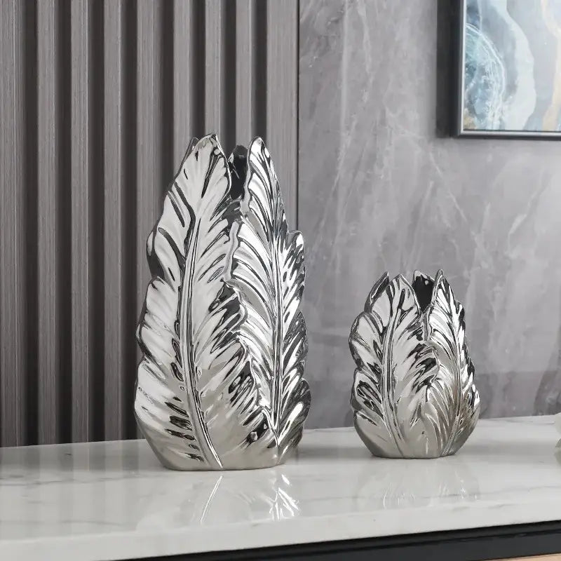 Gold Ceramic Feather Vase