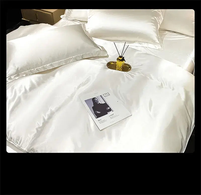 Pink Silver Silk Bedding