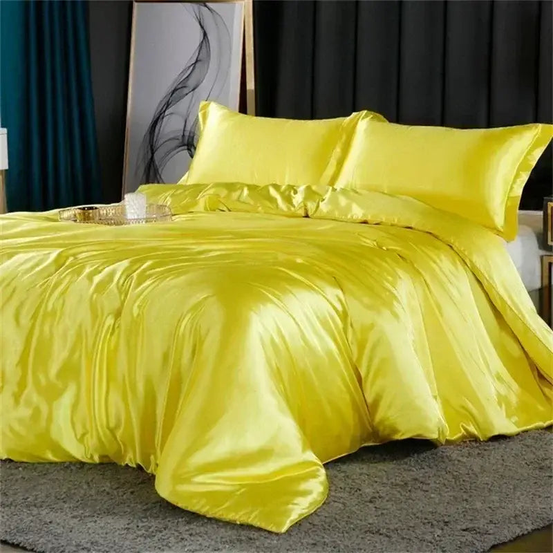 Pink Silver Silk Bedding
