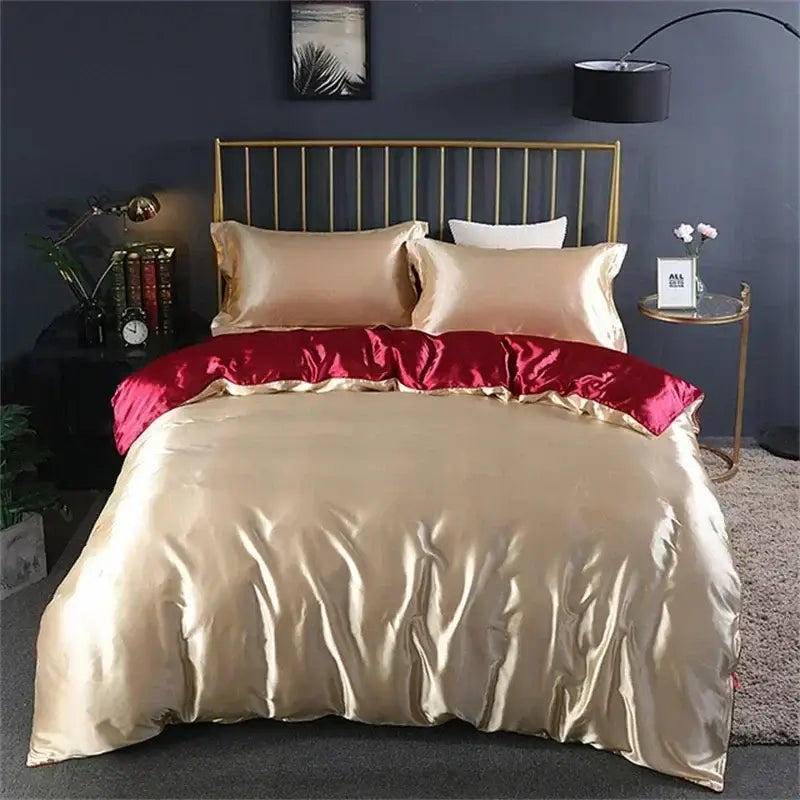 Pink Silver Silk Bedding