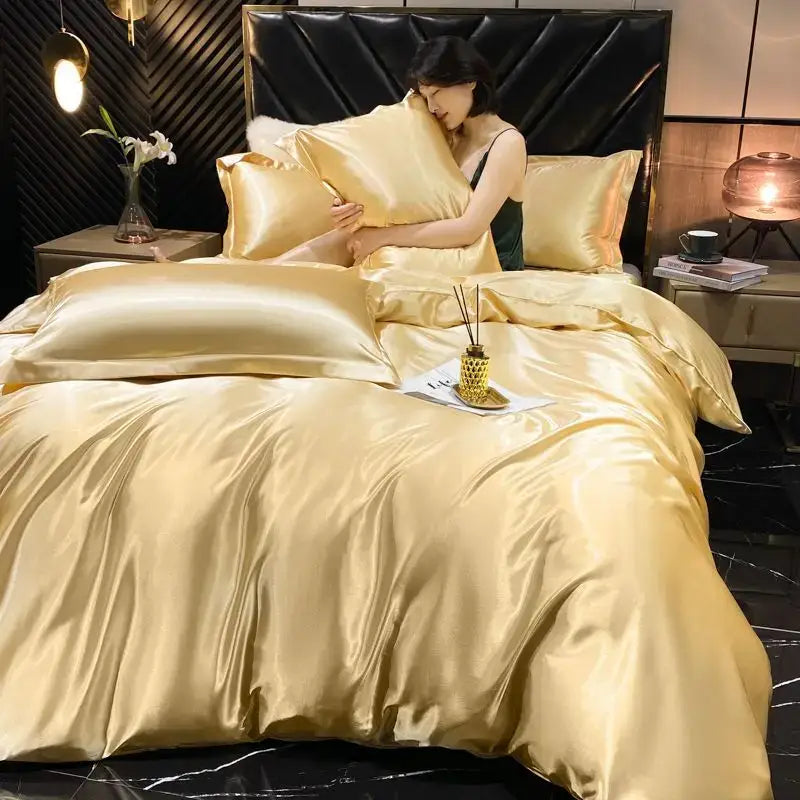 Pink Satin Duvet Set Twin to Full Size