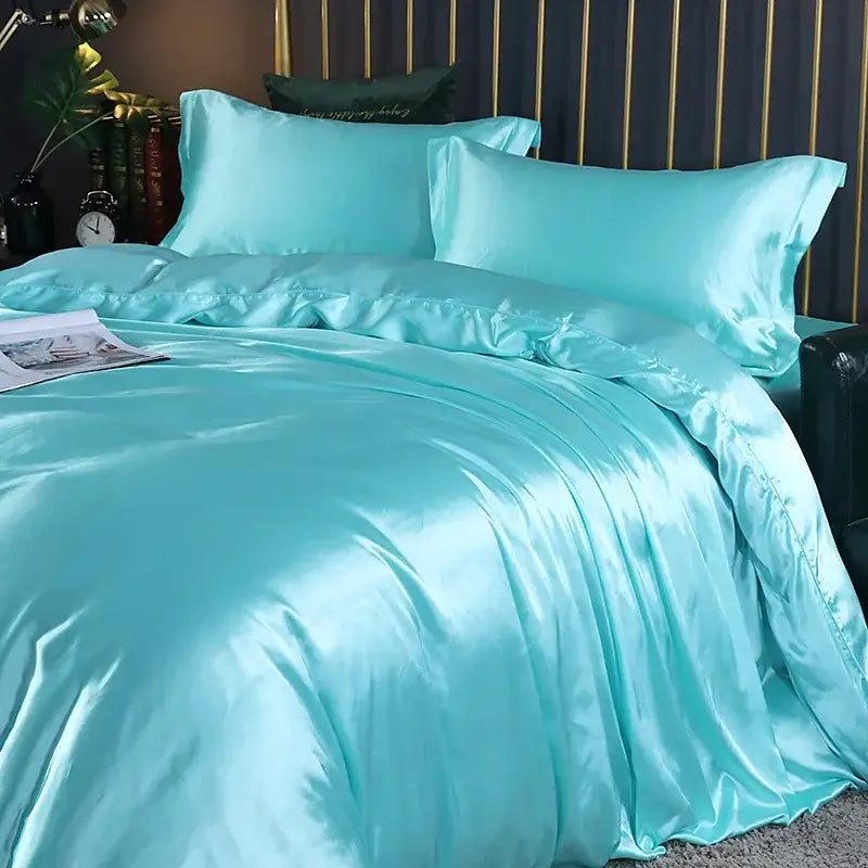 Peacock Blue Satin Bedding