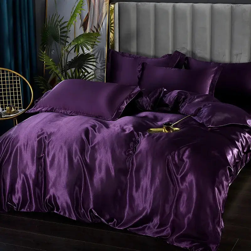 Champagne Gold Satin Duvet Set Silky Smooth