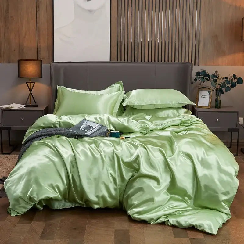 Calming Teal Rayon Satin Bedding Set