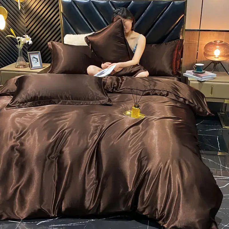 Burgundy Satin Duvet Cover