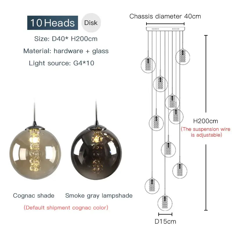 Amber Glass Spiral Chandelier