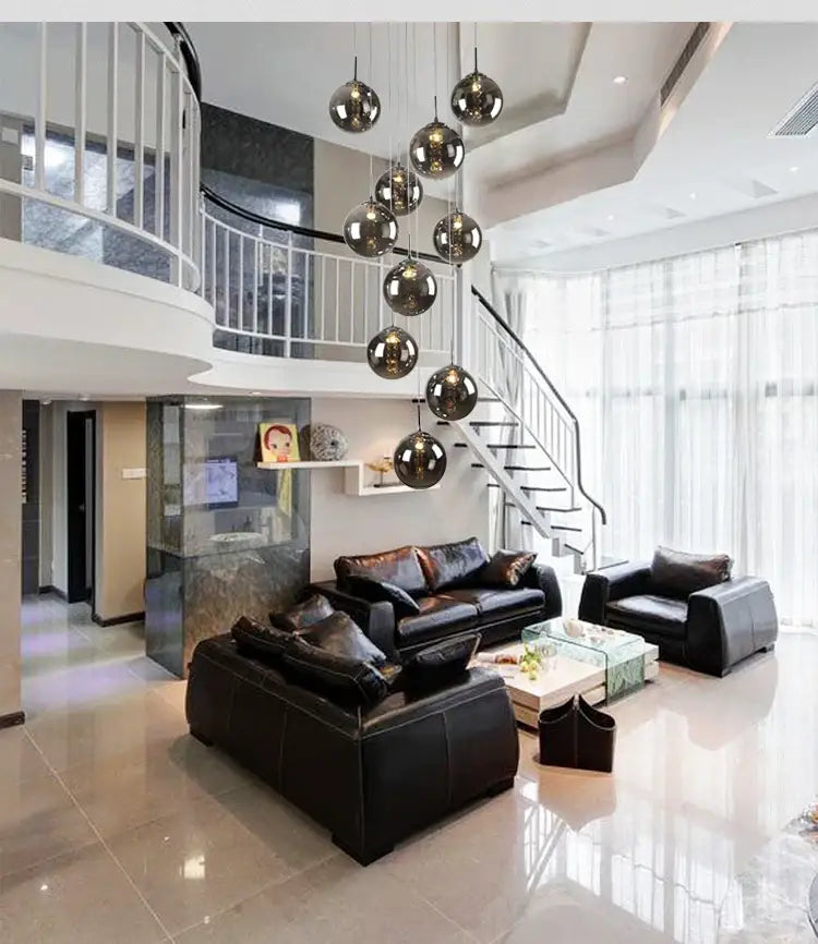 Amber Glass Spiral Chandelier