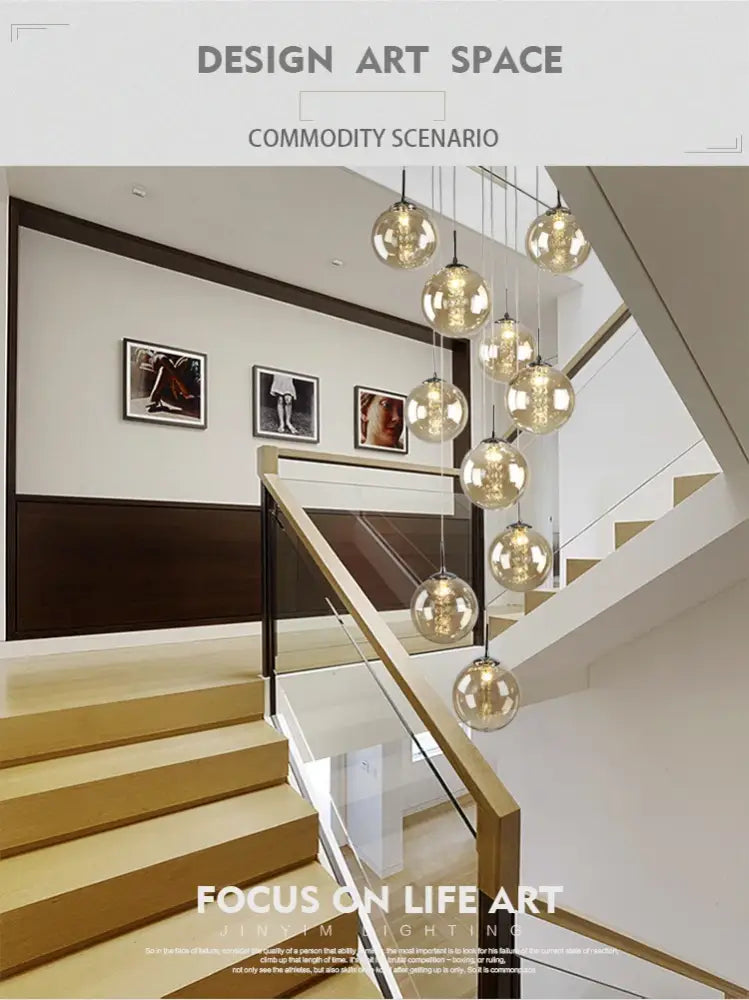 Amber Glass Spiral Chandelier