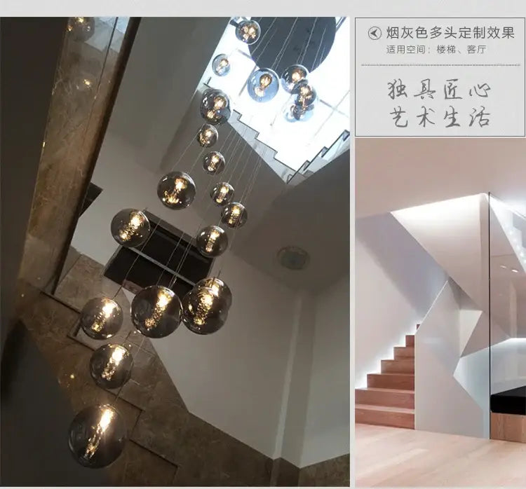 Amber Glass Spiral Chandelier