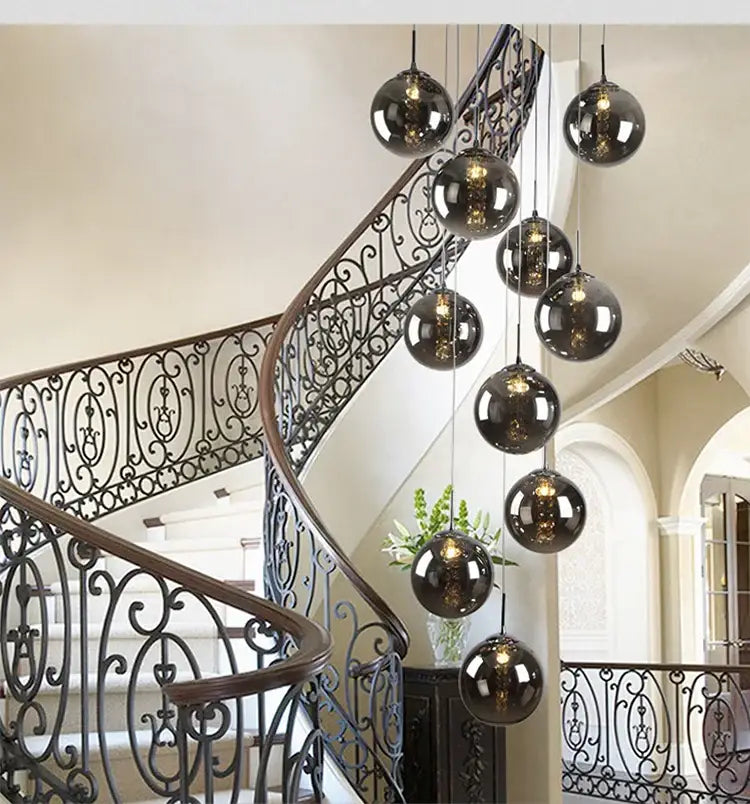 Amber Glass Spiral Chandelier