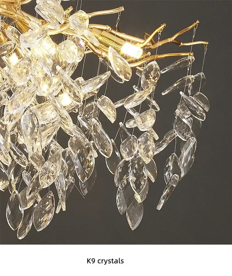 Golden Leaf Crystal Chandelier
