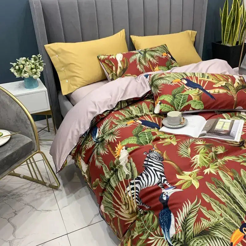 Quilted Navy Gold Egyptian Cotton Bedding