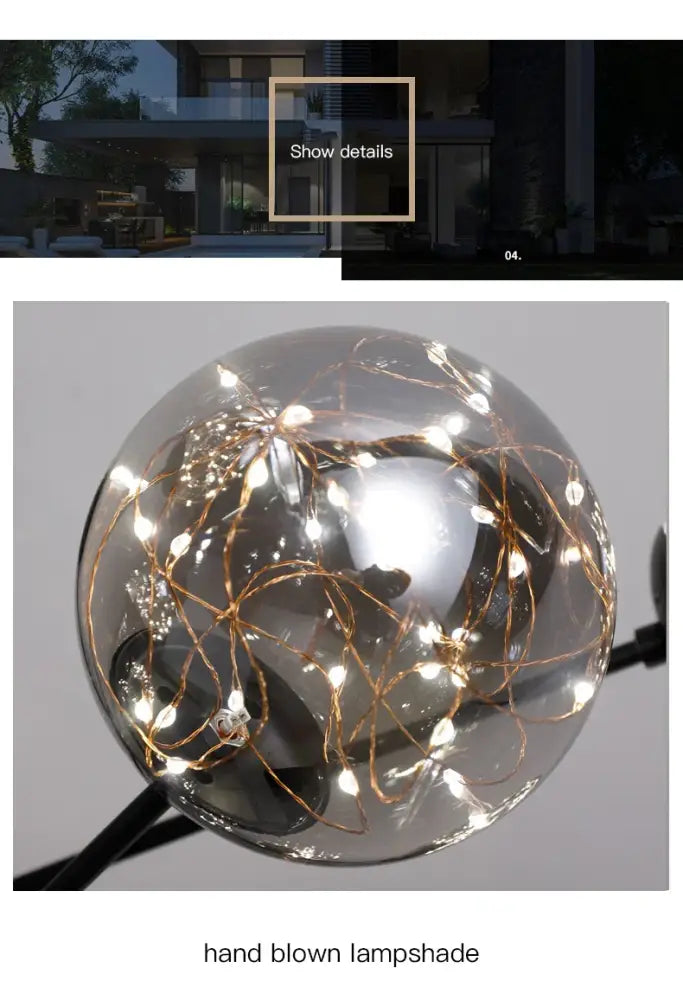 Smoke Gray Glass Chandelier