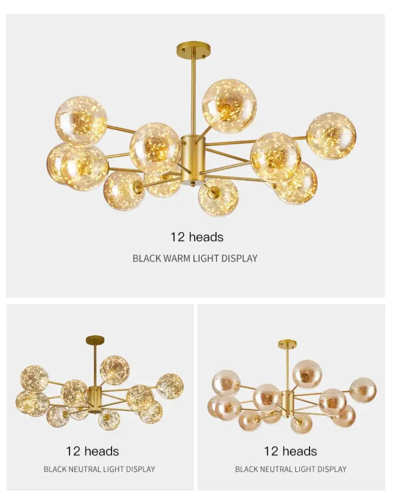 Smoke Gray Glass Chandelier