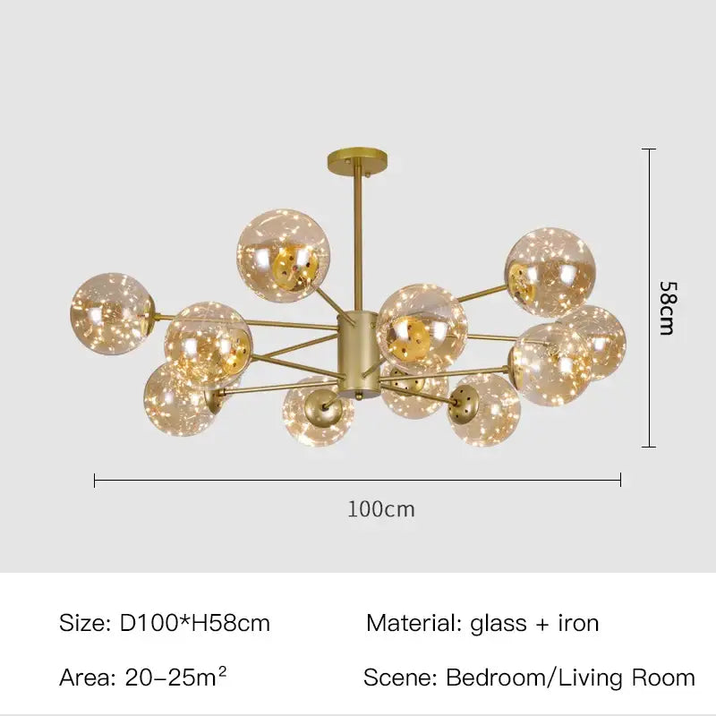 Smoke Gray Glass Chandelier