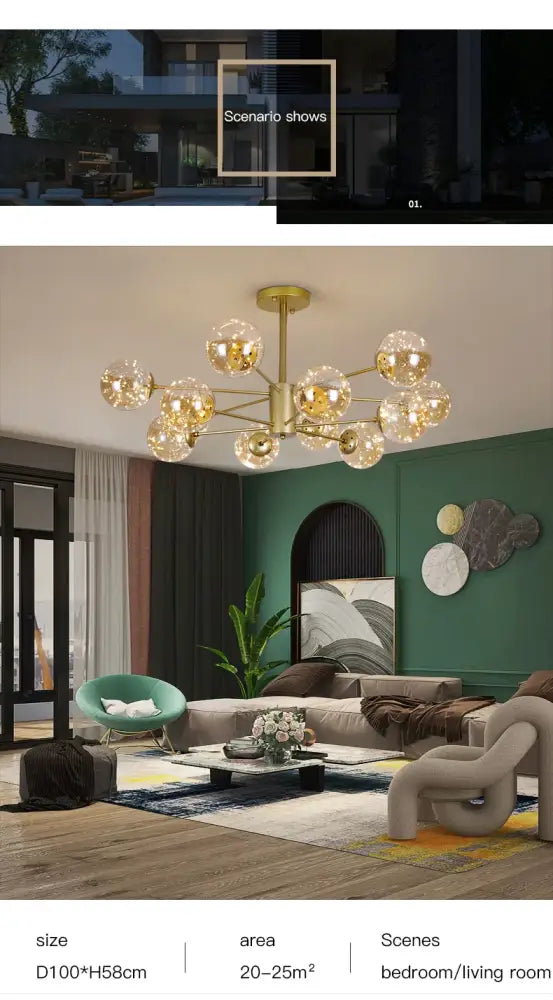 Smoke Gray Glass Chandelier