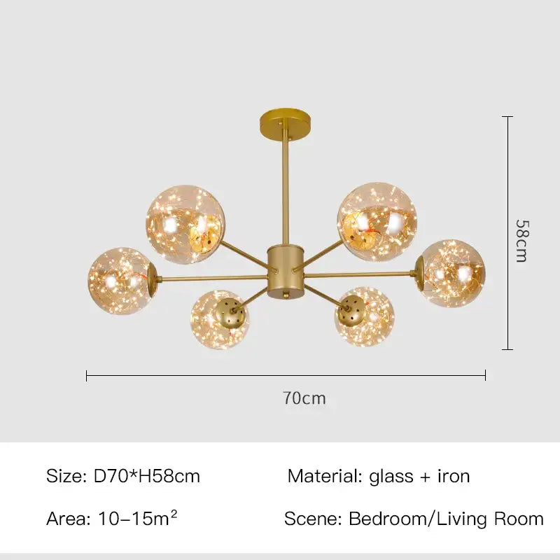 Smoke Gray Glass Chandelier