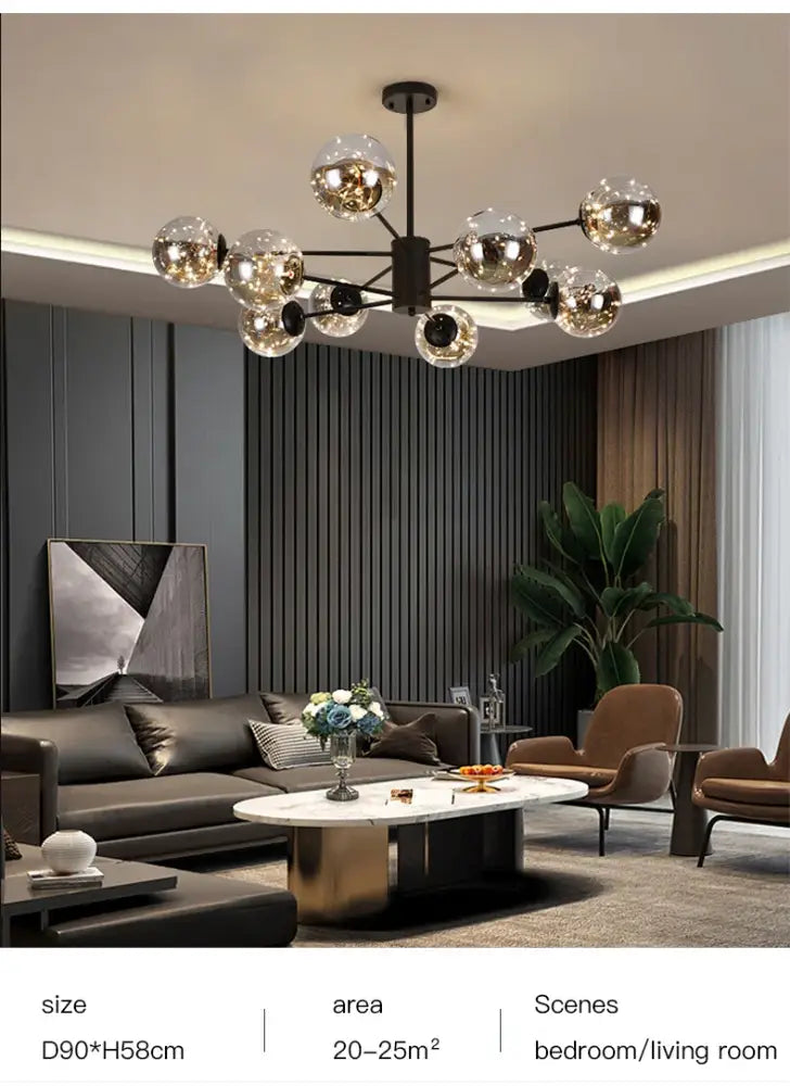 Smoke Gray Glass Chandelier