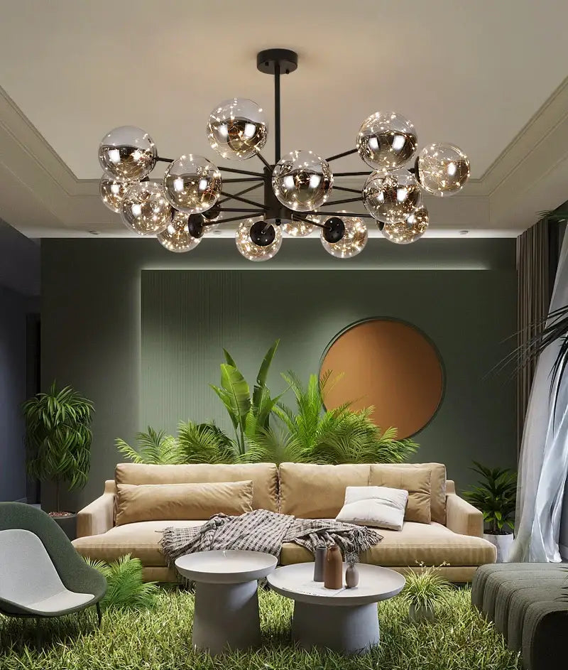 Smoke Gray Glass Chandelier