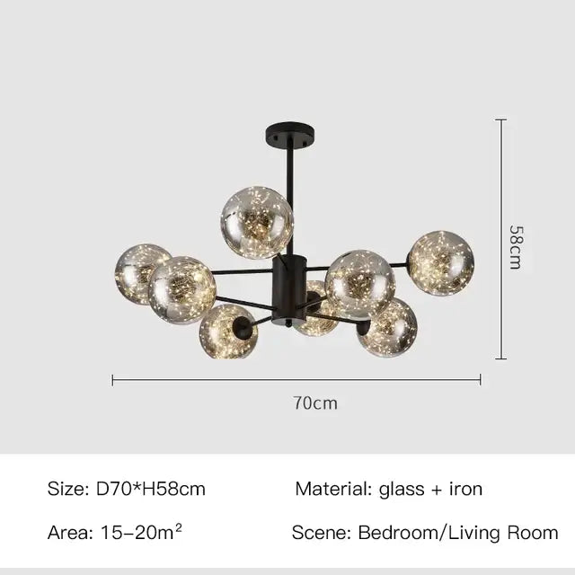 Smoke Gray Glass Chandelier