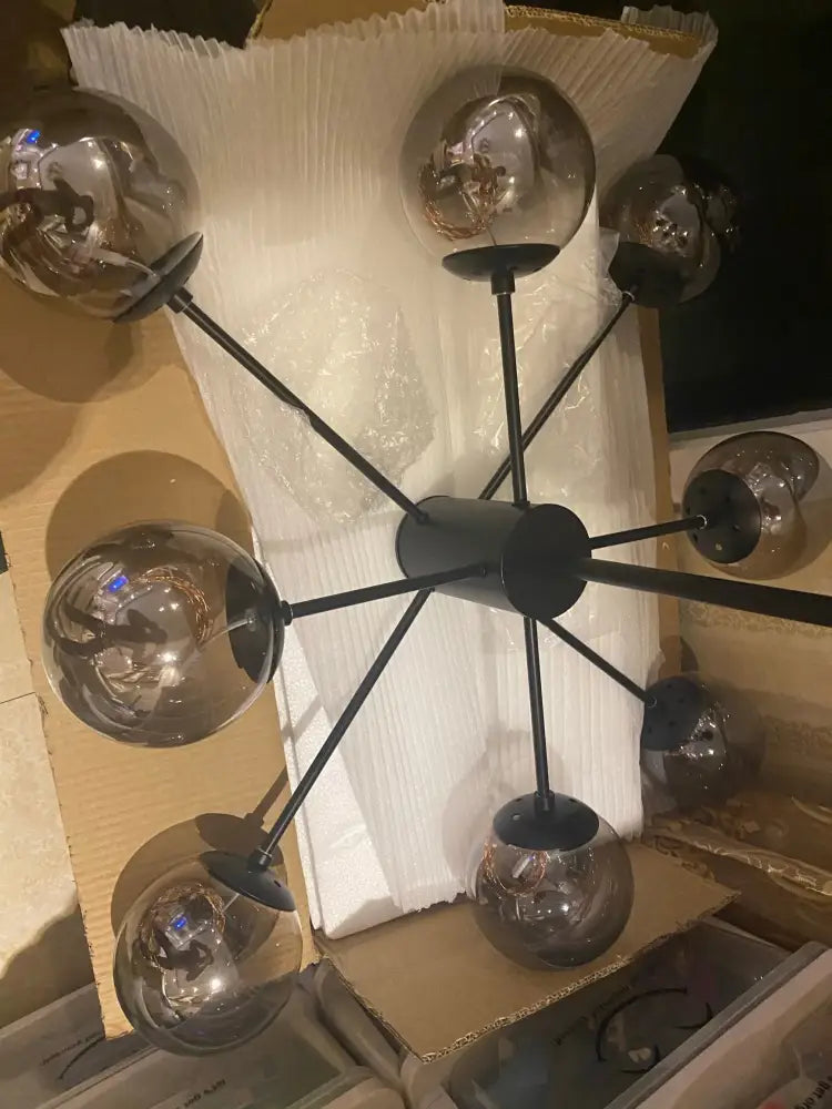 Smoke Gray Glass Chandelier