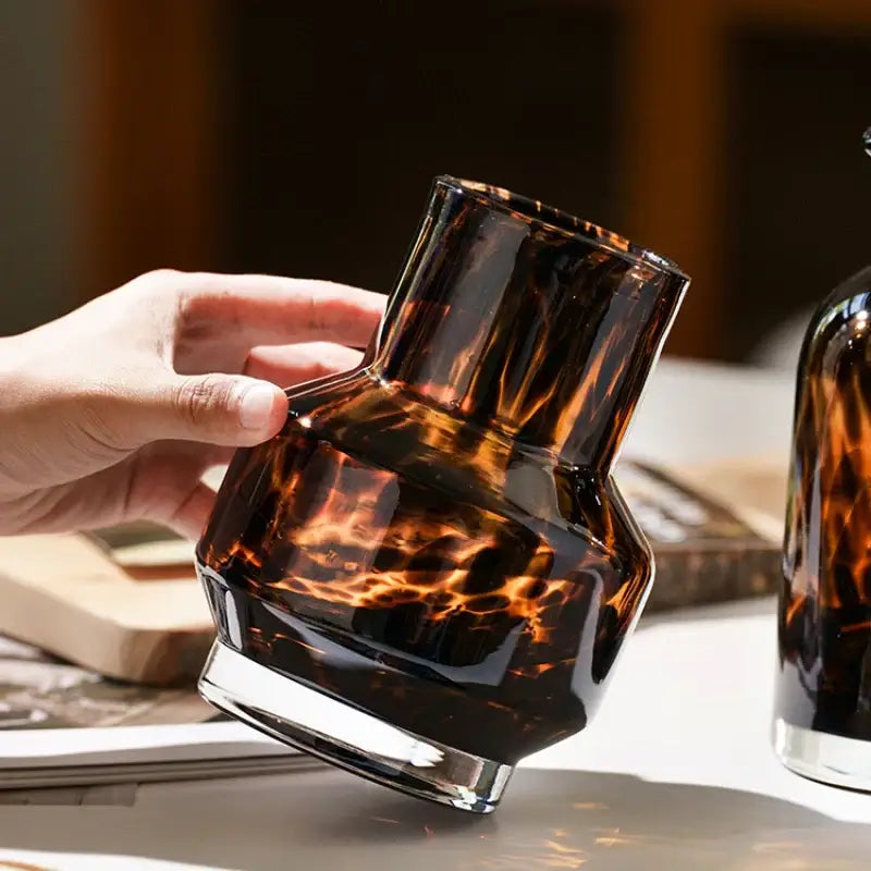 Amber Glass Leopard Vase
