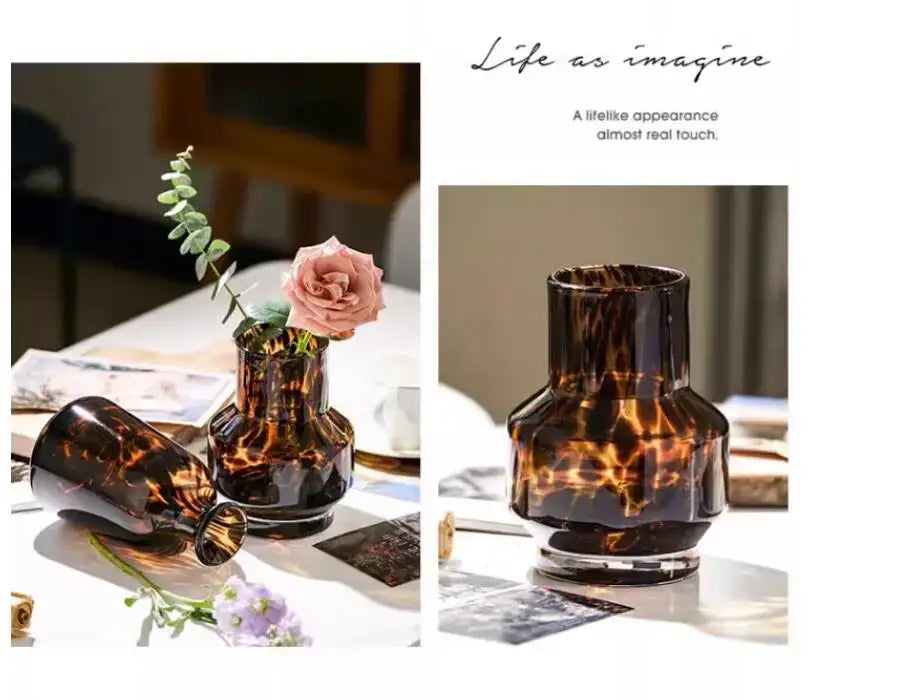 Amber Glass Leopard Vase