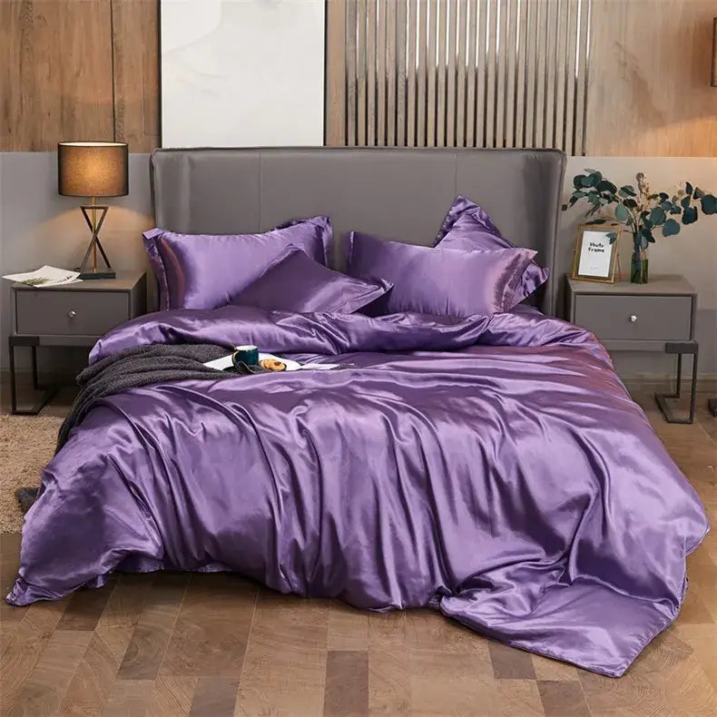 Lavender Rayon Satin Bedding Set Serene Aesthetic