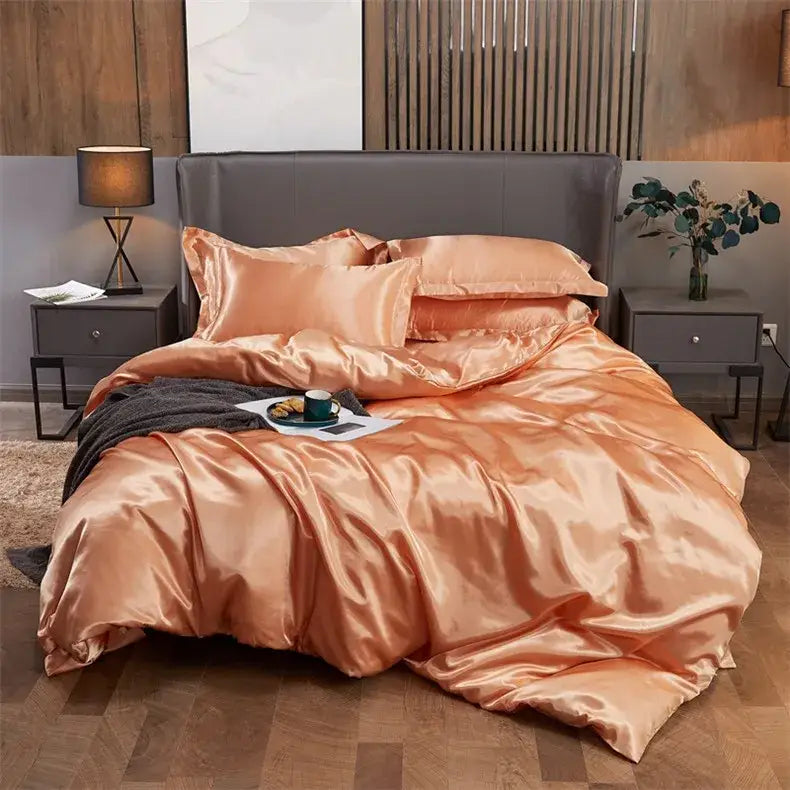 Glossy Pink Satin Bedding Set High-Quality