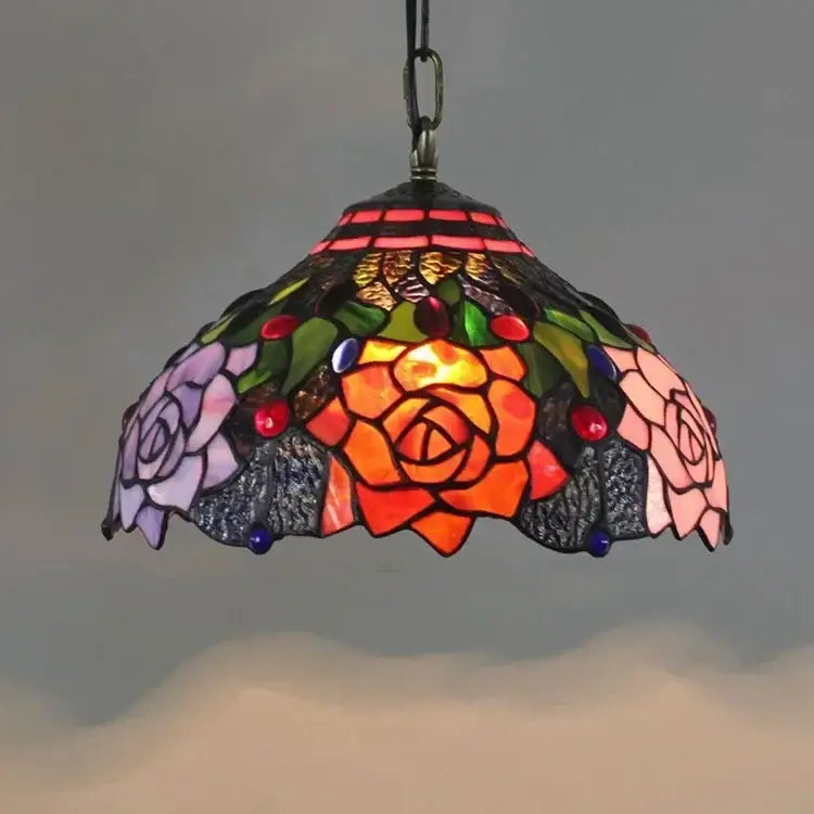 Rose Stained Glass Pendant