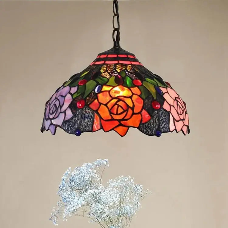 Rose Stained Glass Pendant