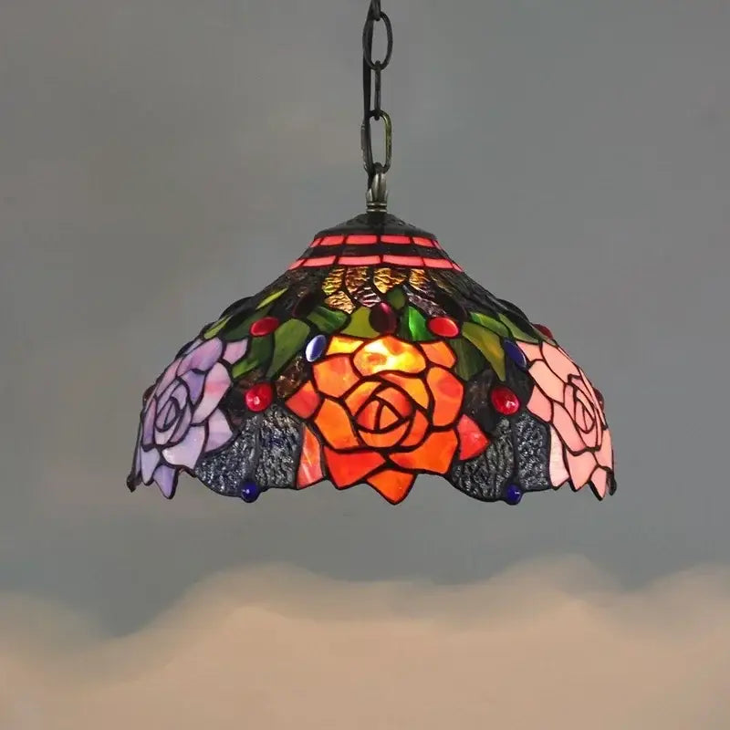Rose Stained Glass Pendant
