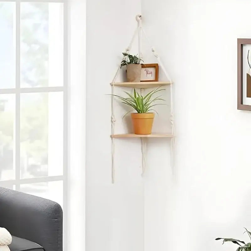 Beige Boho Macrame Shelf