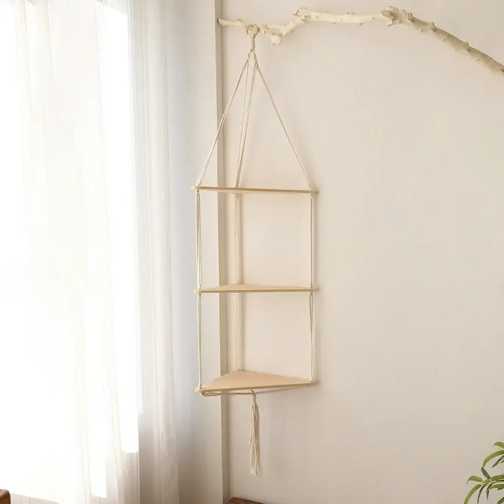 Beige Boho Macrame Shelf
