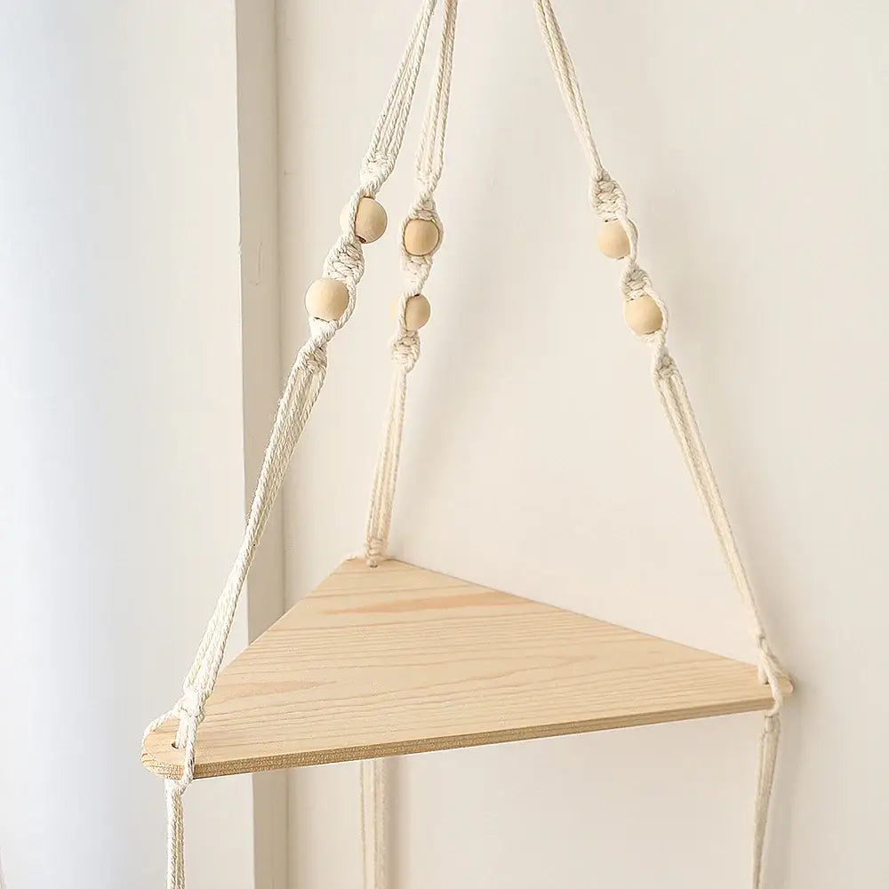 Beige Boho Macrame Shelf