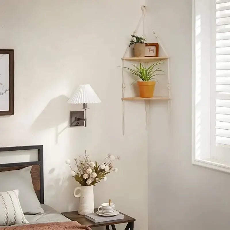 Beige Boho Macrame Shelf