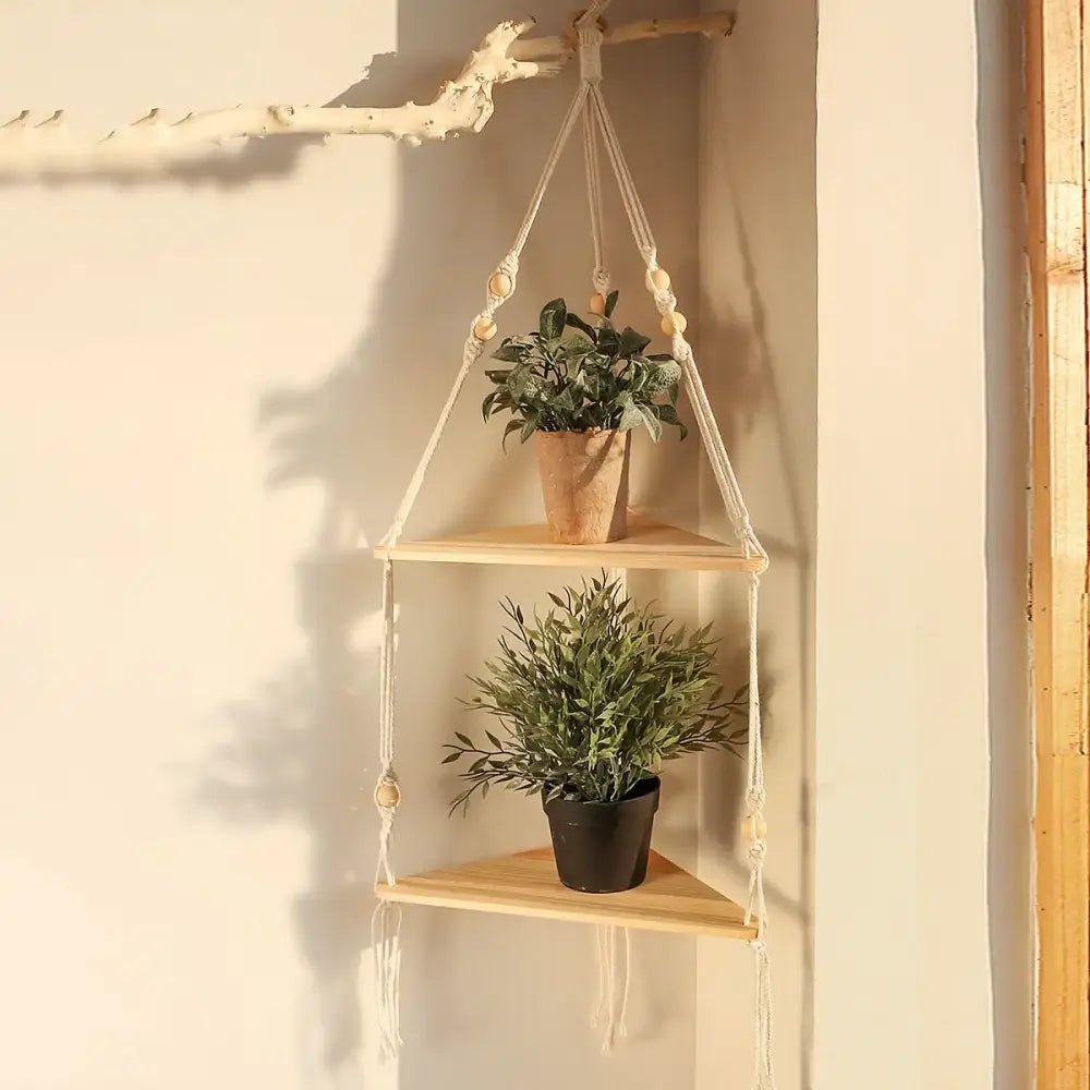 Beige Boho Macrame Shelf