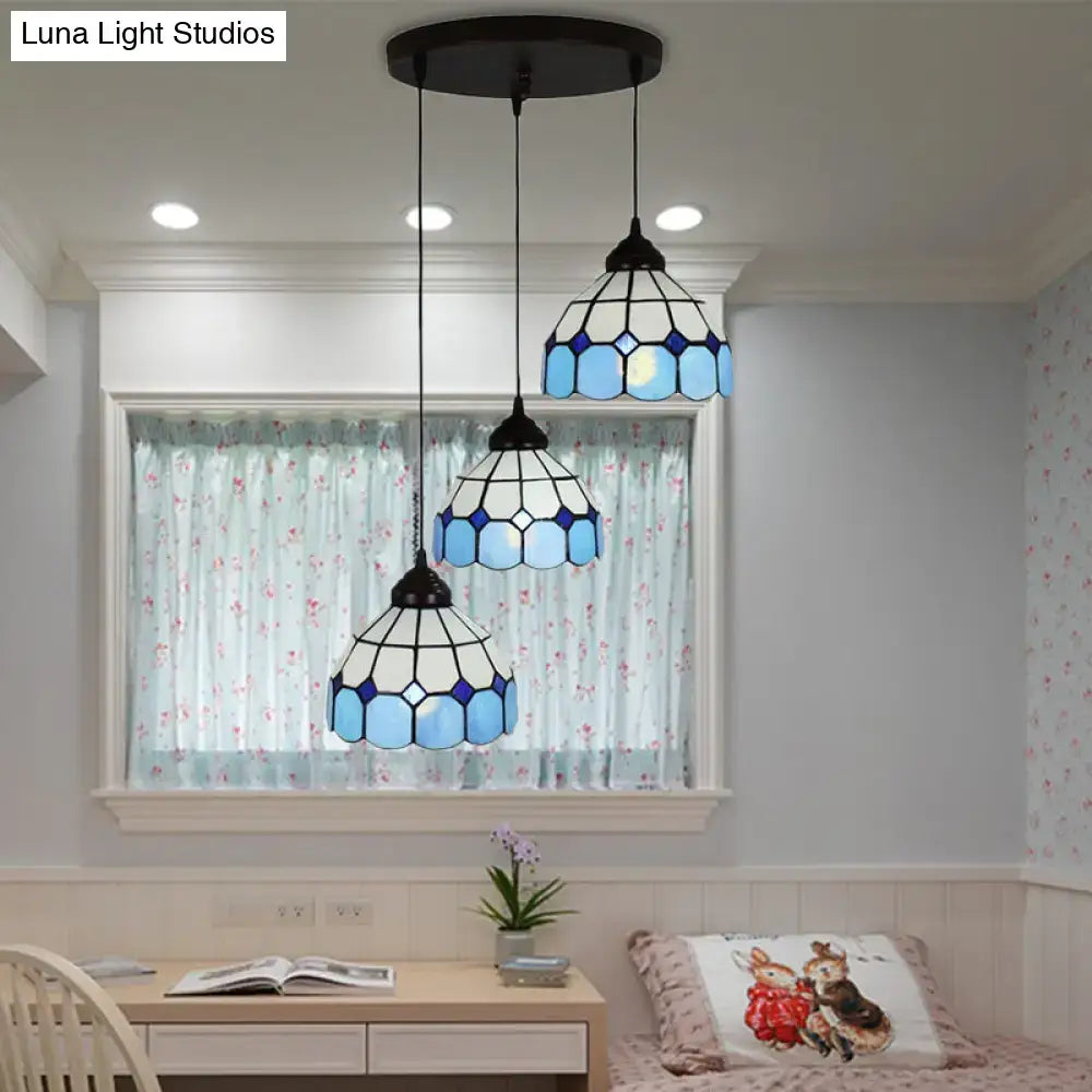 Blue White Glass Bowl Light