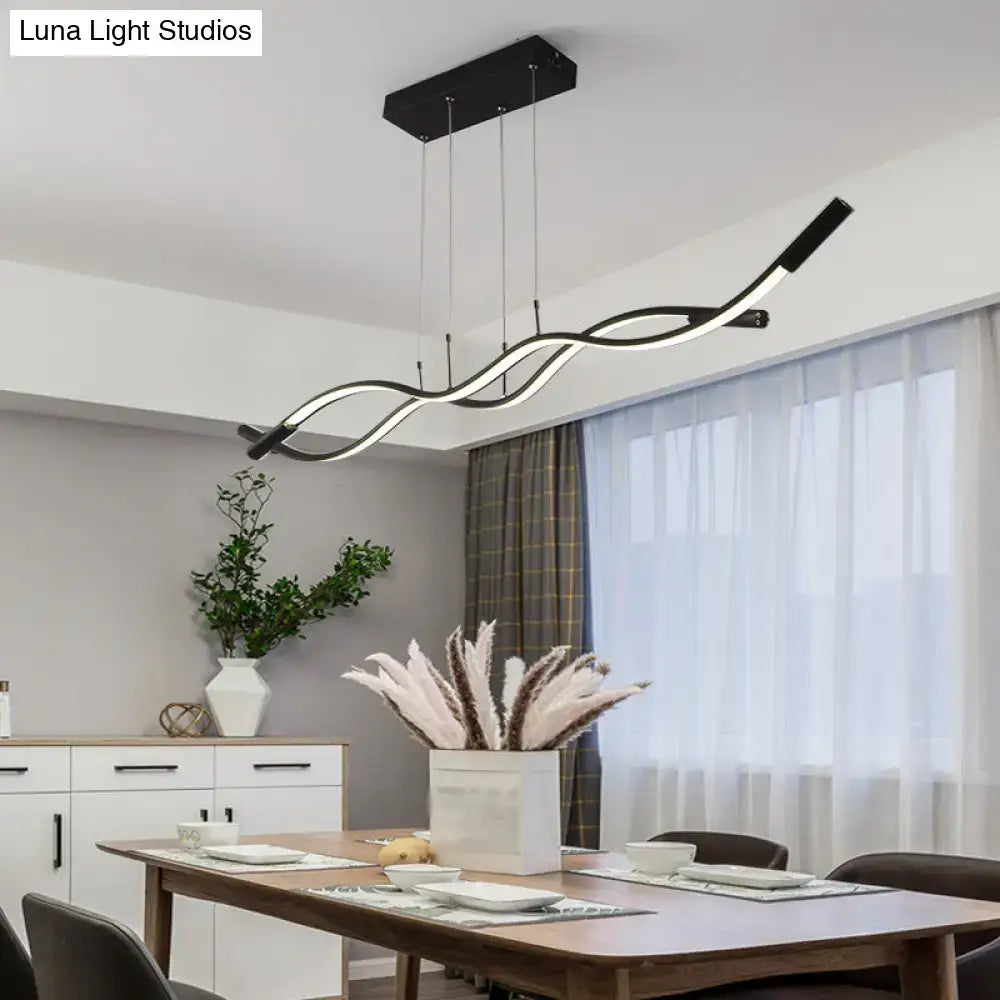 Black Wavy LED Pendant