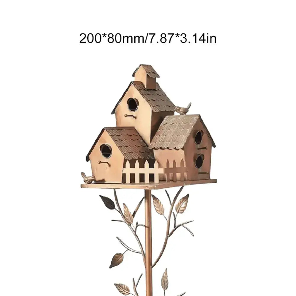 Copper Birdhouse Garden Stakes
