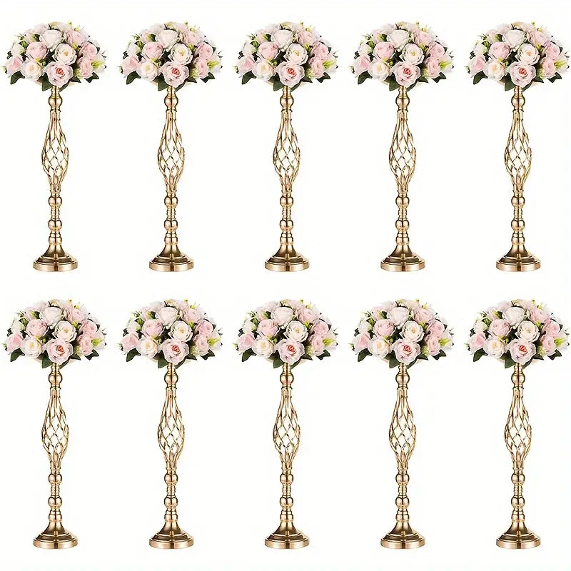 Silver Metal Vase Set
