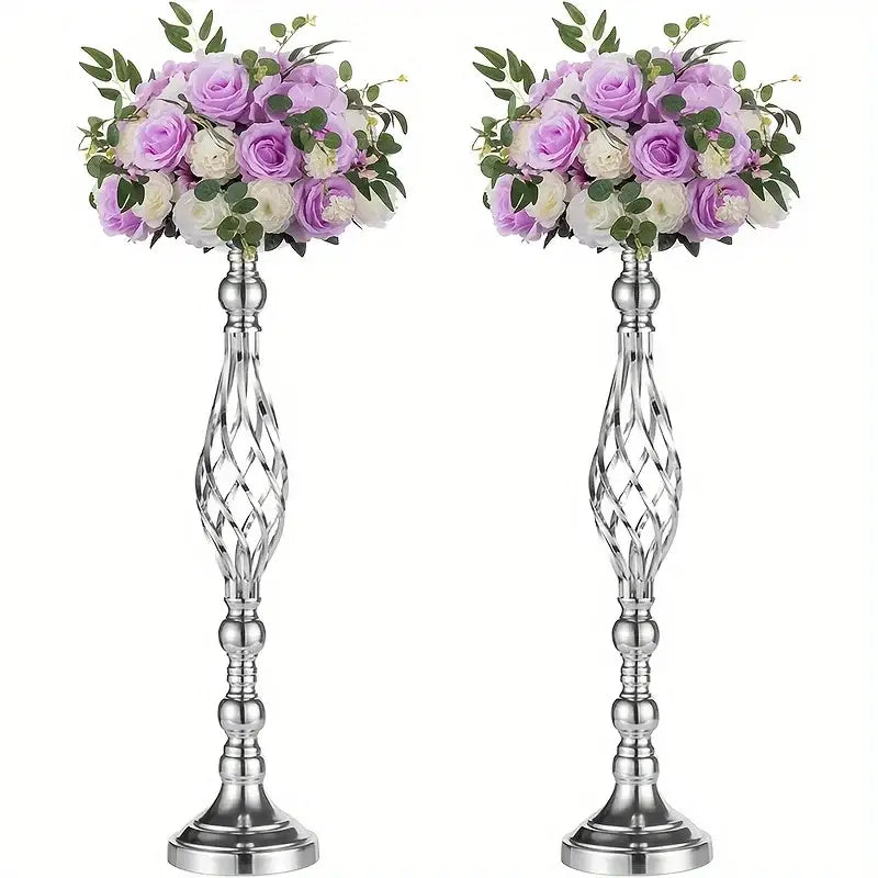 Silver Metal Vase Set