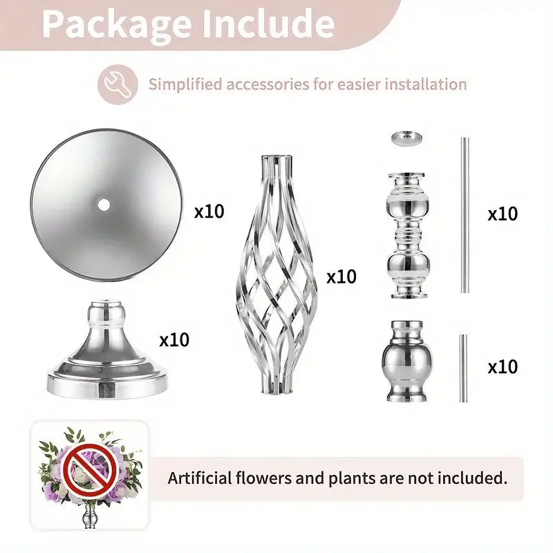 Silver Metal Vase Set